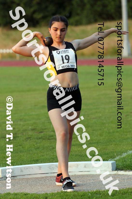 Shot putt, 2021 North East Grand Prix 5, Monkton, Wednesday, July 21st. Photo: David T. Hewitson/Sports for All Pics